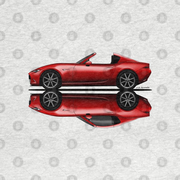 My drawing of the open and closed red open and closed RF roadster convertible Japanese sports car by jaagdesign